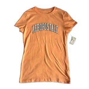 Aeropostale Aero Raised Logo Classic Crew Tee T Shirt Pale Orange Women's M NWT